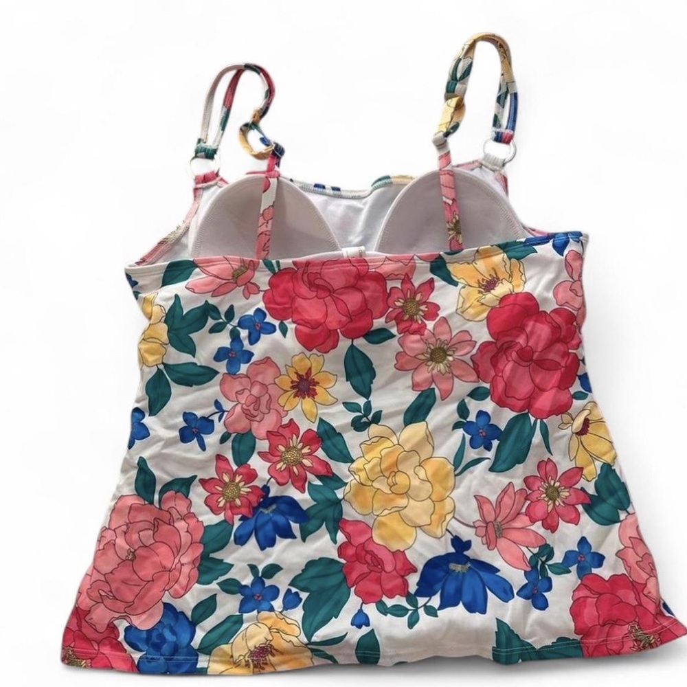 Liz Claiborne Floral Spaghetti Strap Tank - White Multi - Picture 2 of 3